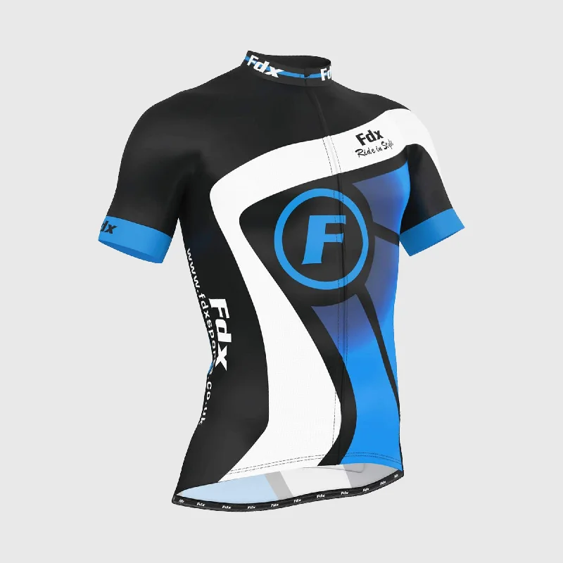 Men Jerseys with Embroidered Patches for Added Detail and StyleFdx Signature Blue Men's & Boy's Short Sleeve Summer Cycling Jersey