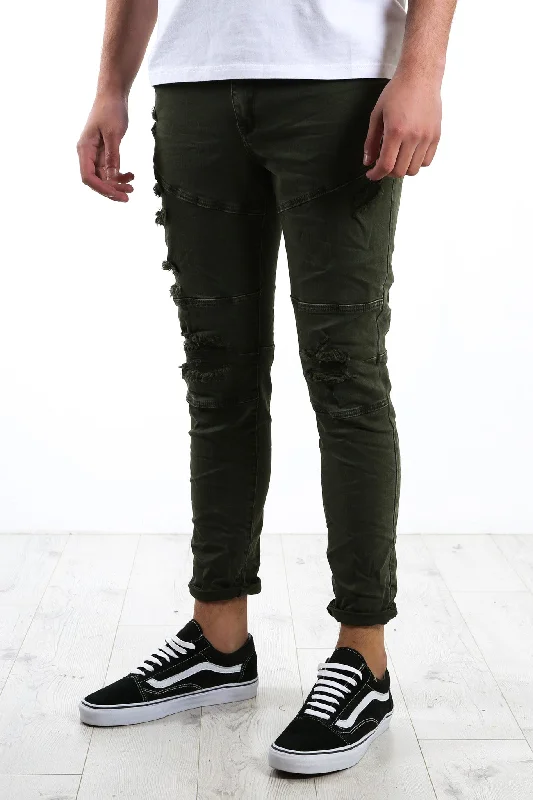 Men's Jeans with a Button - Fly for a Traditional and Classic AestheticSoho Jean Trashed Khaki