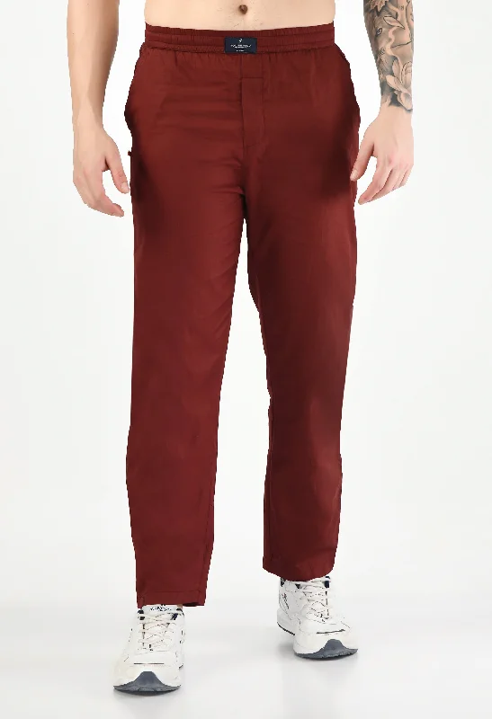 Men Blazers with Roll - Up Sleeves for a Casual Summer LookSolid Cotton Twill Relaxed Fit Men's Trouser - Marron