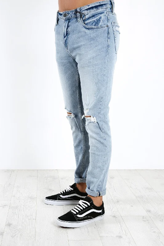 Plus Size Men's Relaxed Fit Jeans with a Tapered Leg for a Laid - Back VibeStinger Jean Bleach Rip