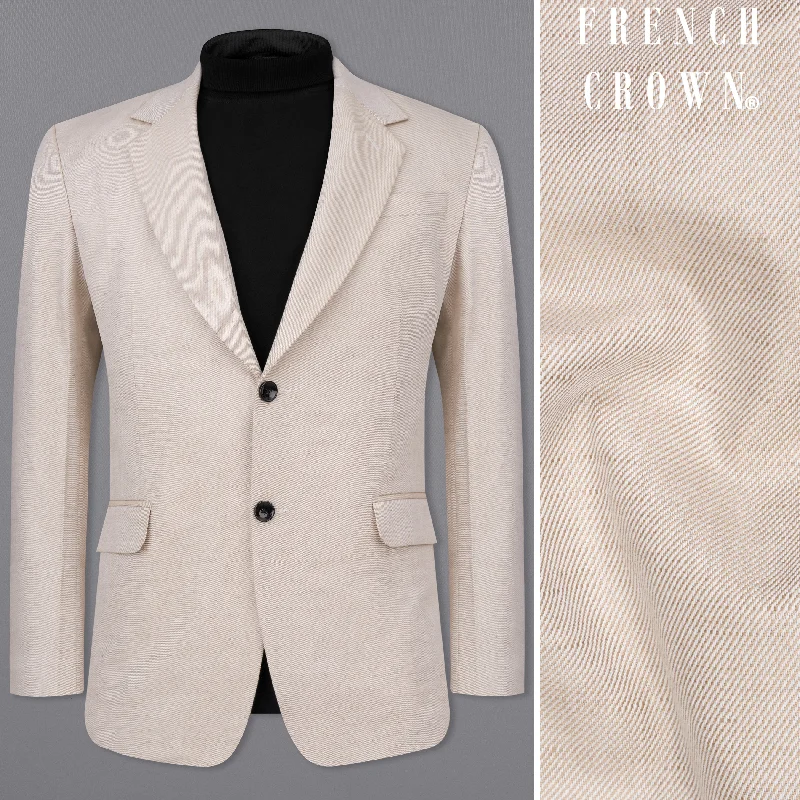 Men Suits with Double - Breasted Jackets for a Formal and Powerful LookSwirl Cream Luxurious Linen Blazer