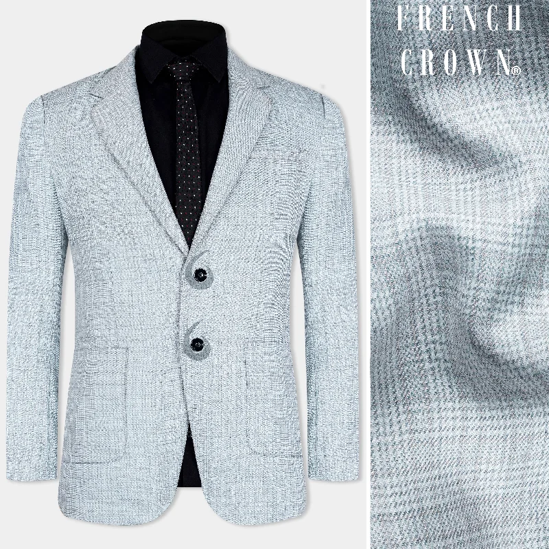 Men Blazers with Contrast Linings for a Hidden Fashion StatementTiara Gray Checkered with Embroidered Wool Rich Designer Blazer