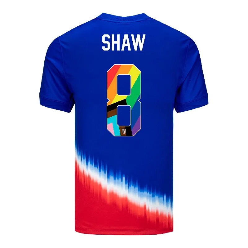 Men Jerseys with UV - Protection for Outdoor SportsMen's Nike USWNT 2024 Pride-Themed Away Shaw 8 Stadium Jersey