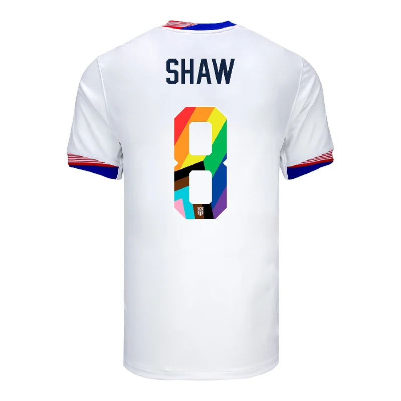 Men Jerseys with Breathable Mesh Panels for Enhanced VentilationMen's Nike USWNT 2024 Pride-Themed Home Shaw 8 Stadium Jersey