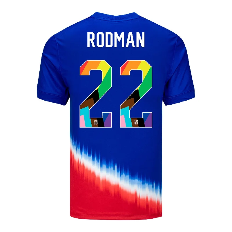 Men Jerseys with Lightweight and Breathable Materials for Optimal ComfortMen's Nike USWNT 2024 Pride-Themed Away Rodman 22 Stadium Jersey