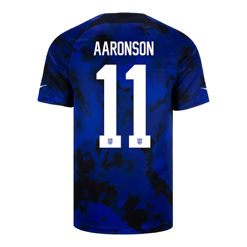 Men Jerseys with Embroidered Team Logos and Player NamesMen's Nike 2022 USMNT Aaronson 11 Away Jersey