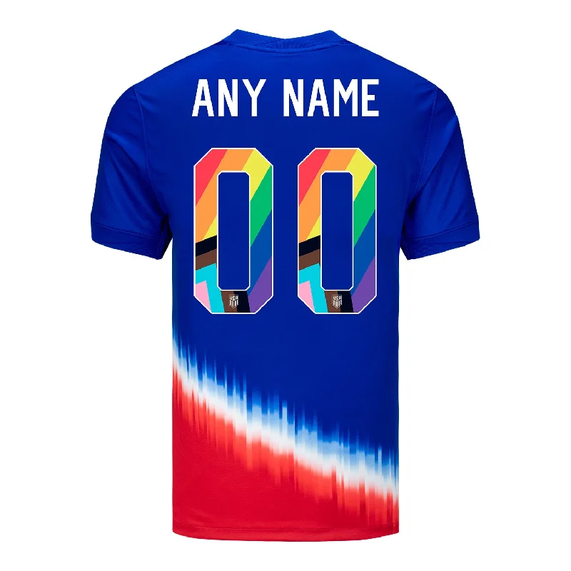 Men Jerseys with Adjustable V - Necklines for a Custom FitMen's Nike USMNT 2024 Personalized Pride-Themed Away Stadium Jersey