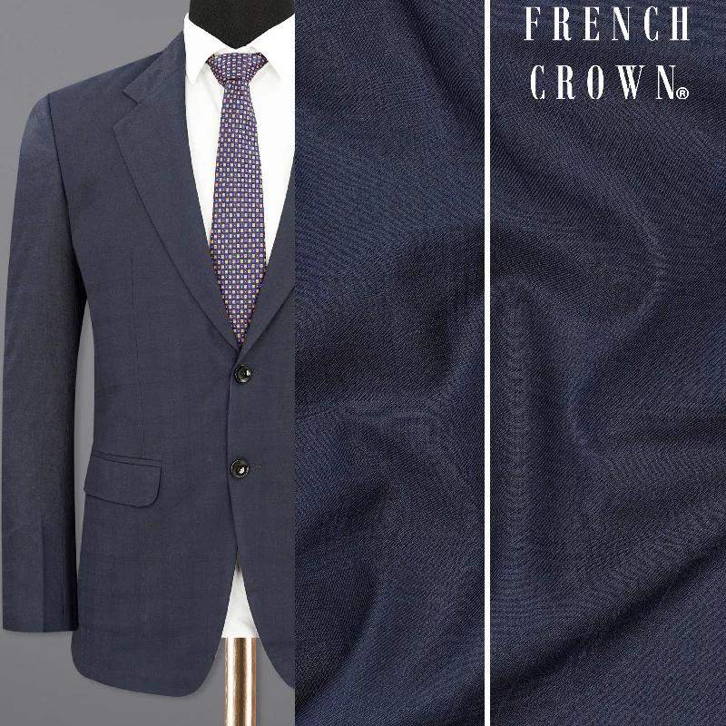 Men Suits with Linen - Blend Fabrics for a Breathable and Stylish OptionValhalla Blue Subtle Plaid Blazer