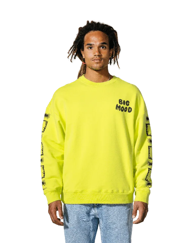 Men Fleece with Adjustable Hoods for Customized ProtectionBATALEON Big Mood Crewneck Yellow