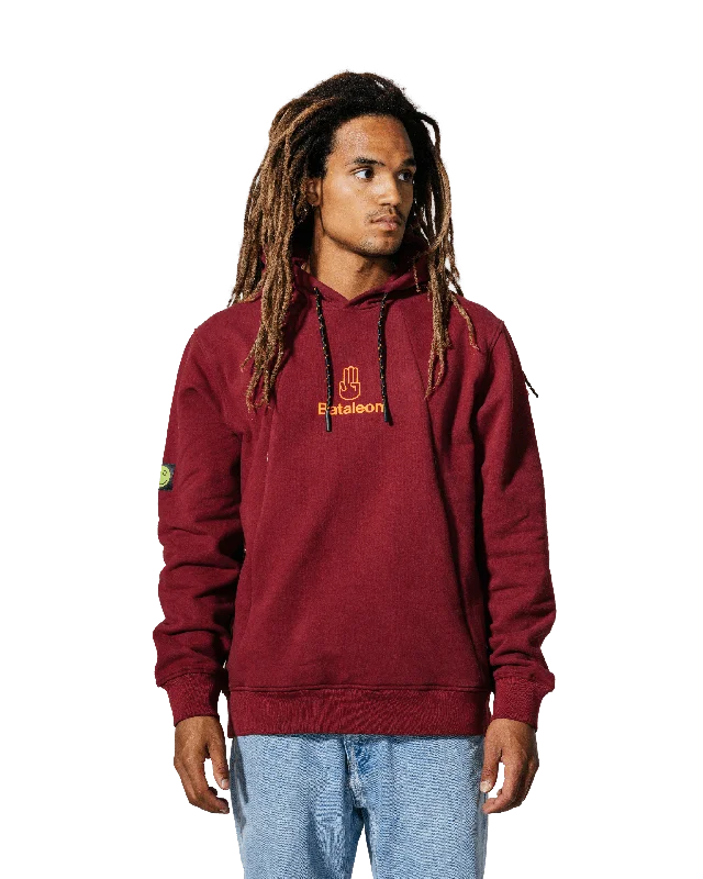 Men Fleece with Thumbholes to Keep Hands WarmBATALEON Snowproof Delta Pullover Hoodie Ruby Wine