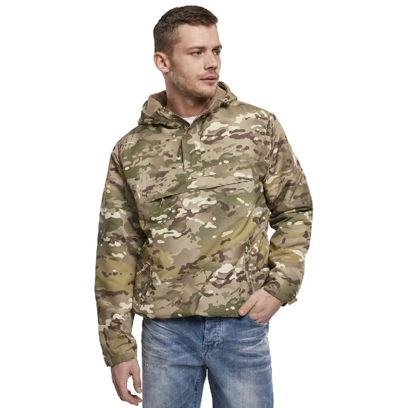 Full - Zip Men Fleece with Kangaroo Pockets for Hand WarmthBrandit Windbreaker Jacket Tactical Camo