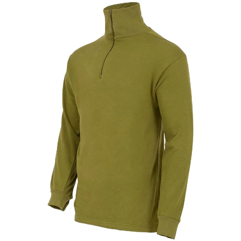 Men Fleece with Raglan Sleeves for a Comfortable FitBritish Army Style Norwegian Shirt Olive