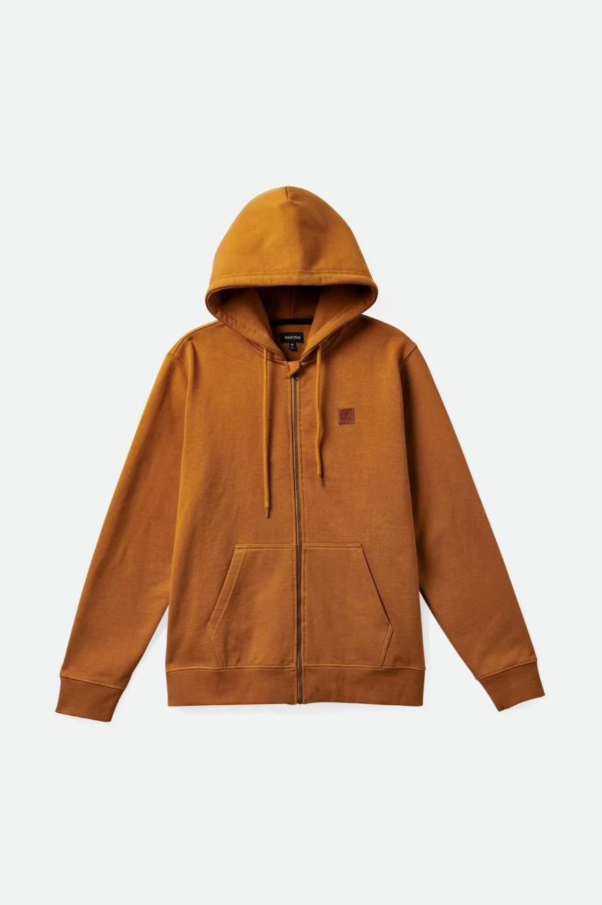 Men Fleece with Elastic Cuffs and Hem for a Snug FitBRIXTON Builders Fleece Zip Hoodie Golden Brown