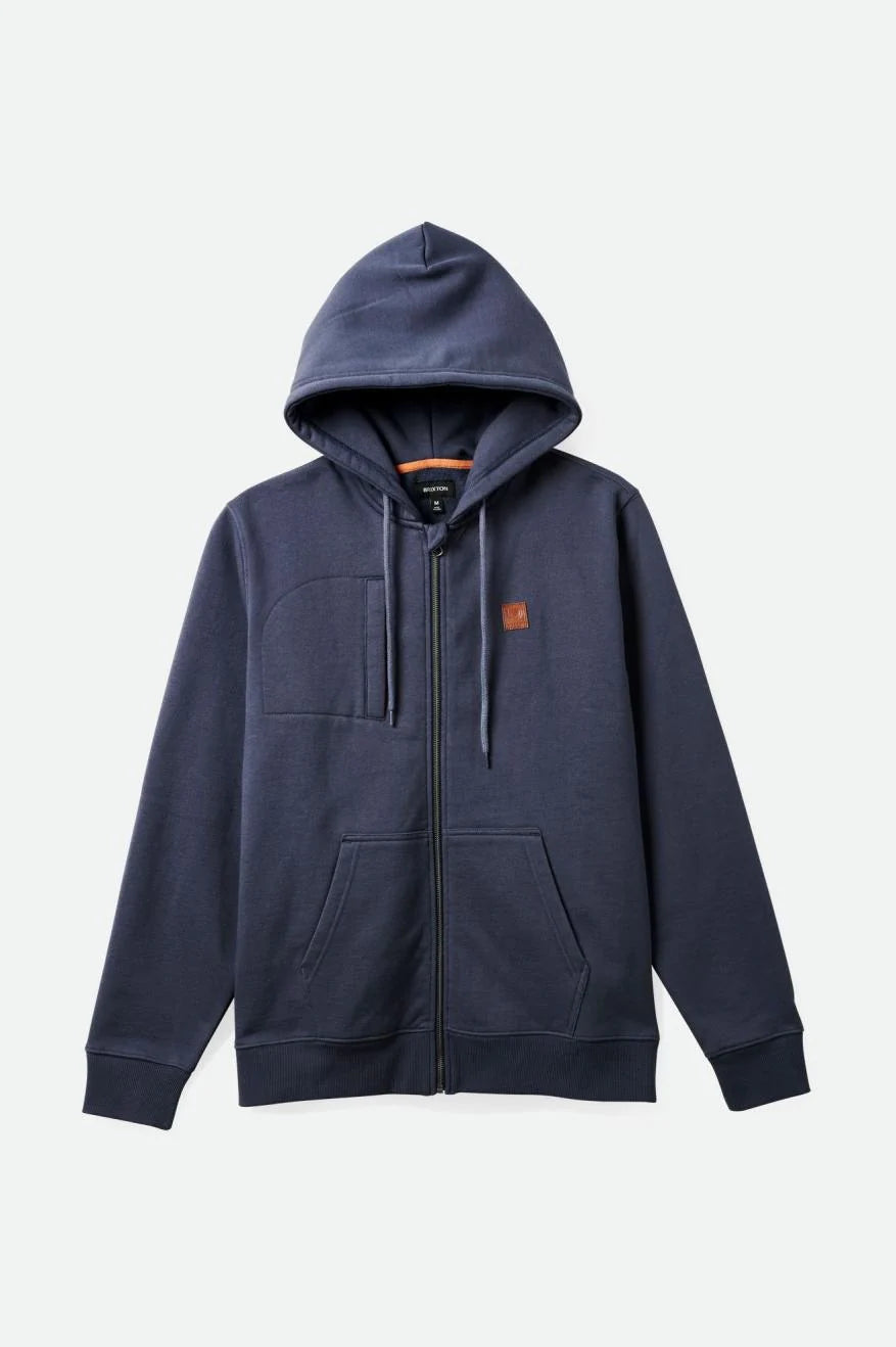 Men Fleece with Raglan Sleeves for a Comfortable FitBRIXTON Builders Fleece Zip Hoodie Ombre Blue