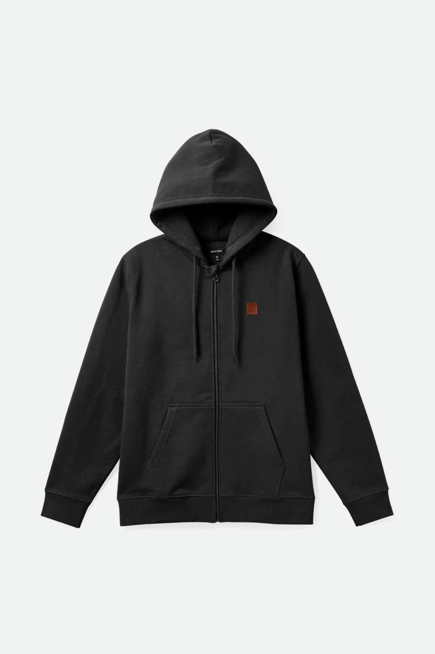 Men Fleece with Interior Pockets for Hidden StorageBRIXTON Builders Fleece Zip Hoodie Washed Black