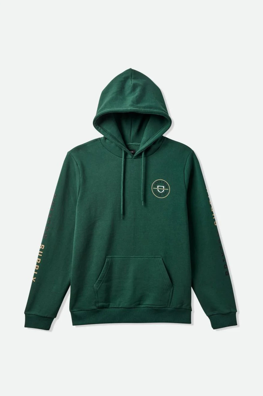 Men Fleece with Adjustable Hoods for Customized ProtectionBRIXTON Crest Pullover Hoodie Pine Needle/Sand/Black