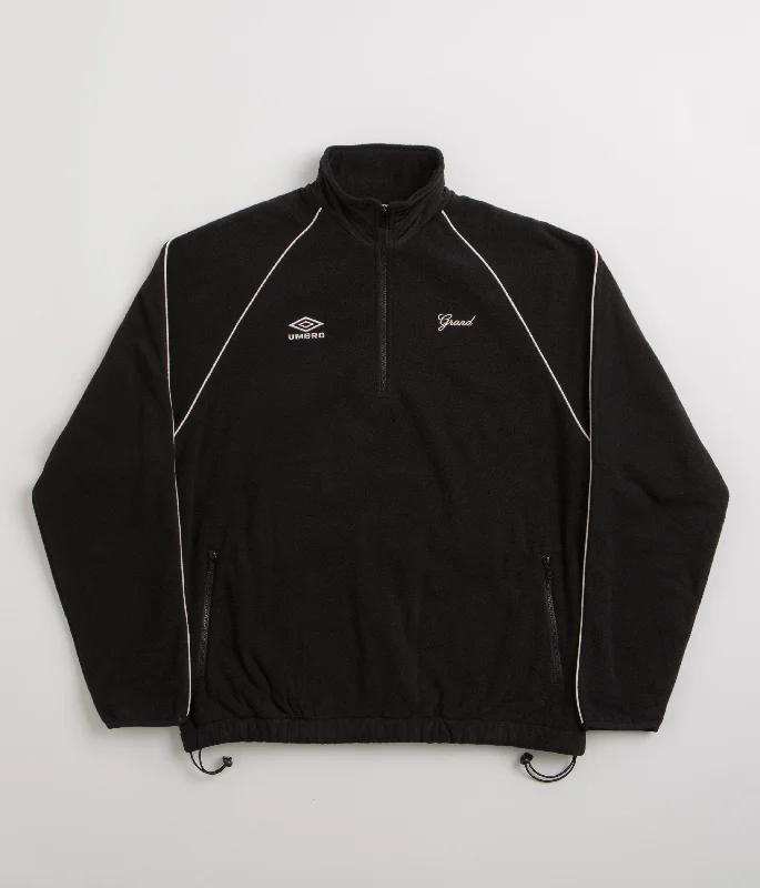 Men Fleece with Embroidered Logos for a Branded LookGrand Collection x Umbro 1/4 Zip Micro Fleece - Black / White