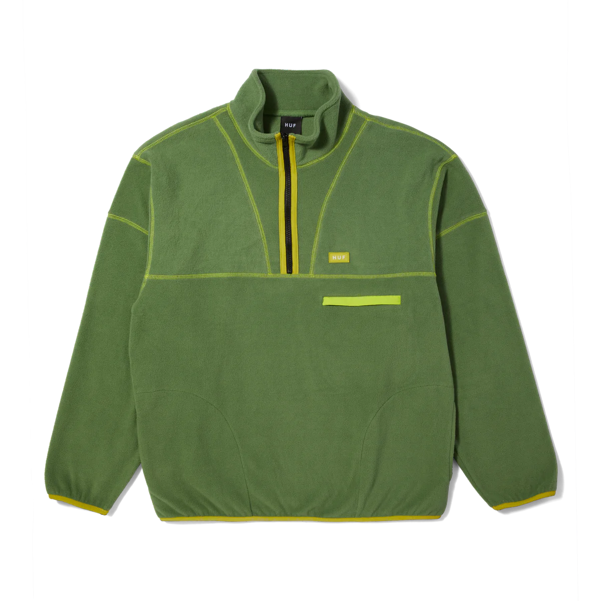 Men Fleece with Thumbholes to Keep Hands WarmHUF Elysian Quarter Zip Fleece Pullover Avocado