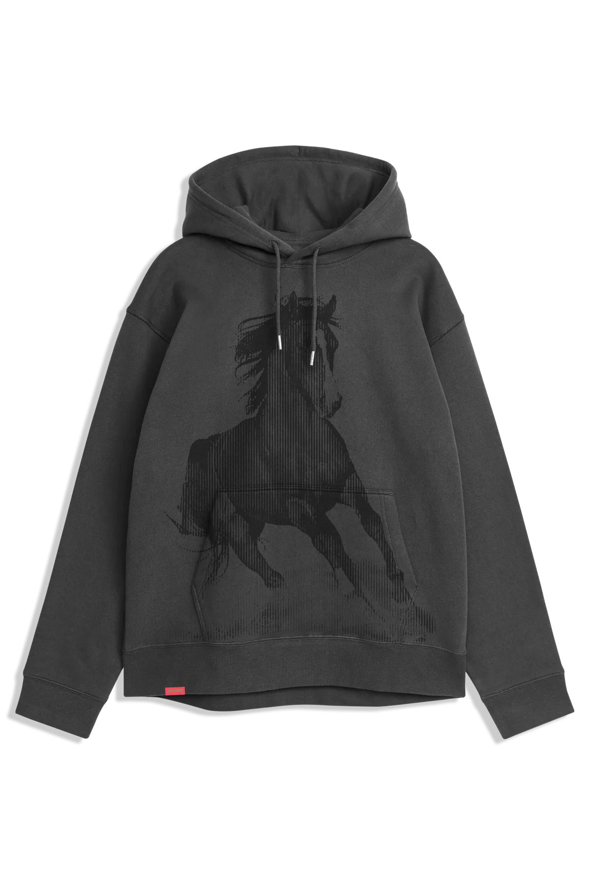 Men Fleece with Contrast Stitching for a Stylish LookJACUZZI Horse Pullover Hoodie Vintage Black