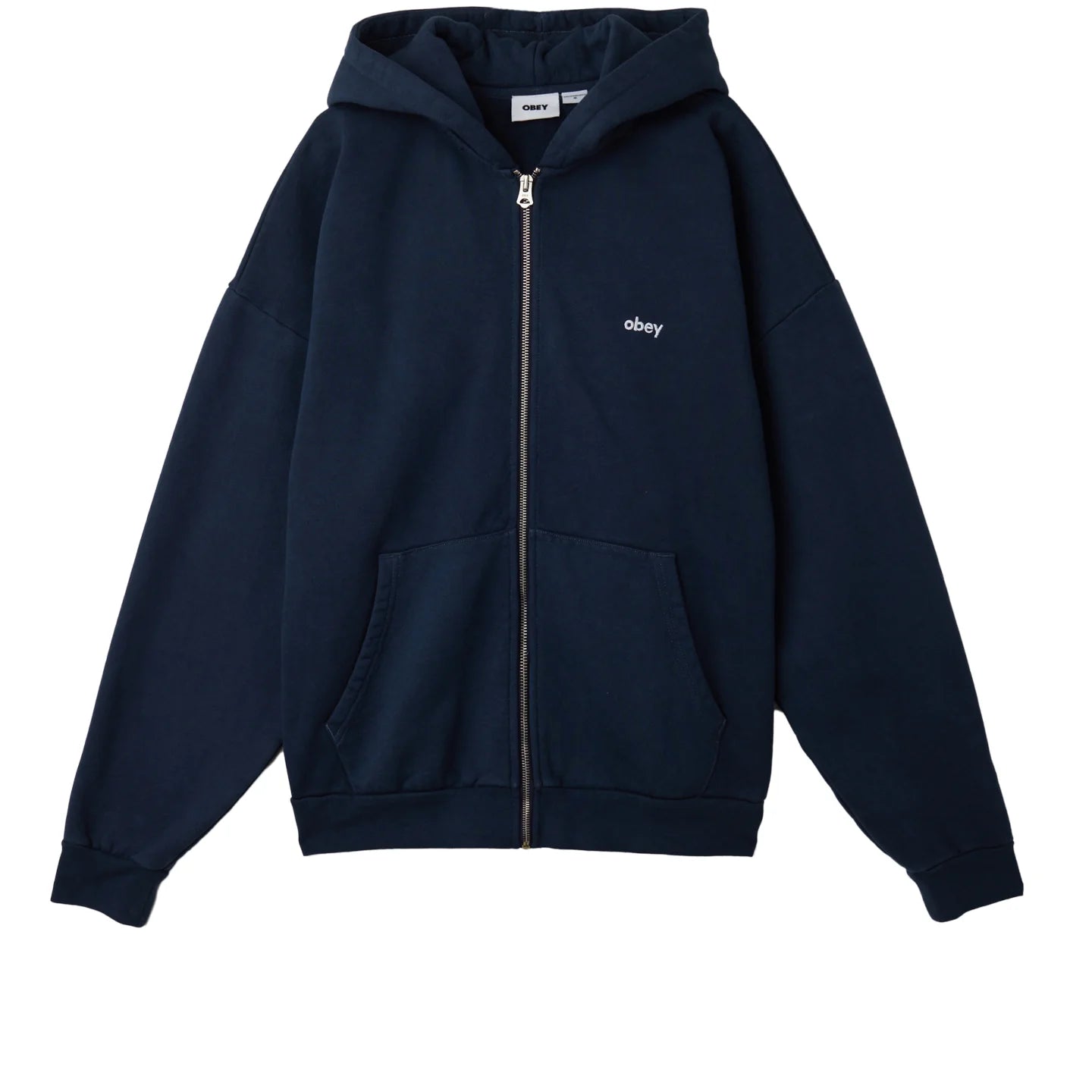 Full - Zip Men Fleece with Kangaroo Pockets for Hand WarmthOBEY Lowercase Pigment Zip Hoodie Academy Navy