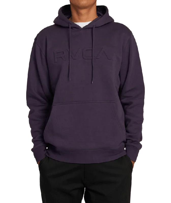 Anti - Pilling Men Fleece with a Smooth Outer LayerRVCA Big RVCA Embossed Pullover Hoodie Dark Plum