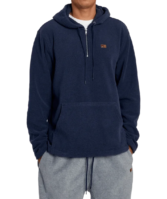 Men Fleece with Elastic Cuffs and Hem for a Snug FitRVCA Yukon Quarter Zip Pullover Hoodie Blue Heather