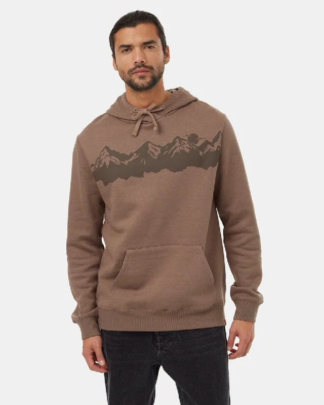 Men Fleece with Zippered Chest Pockets for Secure StorageTENTREE Mountain Range Pullover Hoodie Fossil Slate Brown