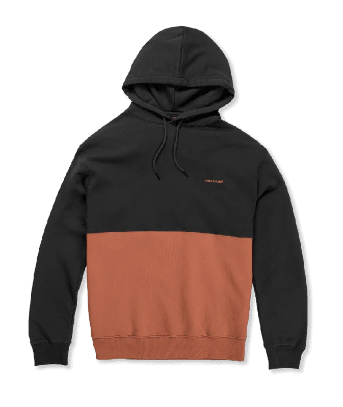 Men Fleece with Thumbholes to Keep Hands WarmVOLCOM Divided Pullover Hoodie Rust