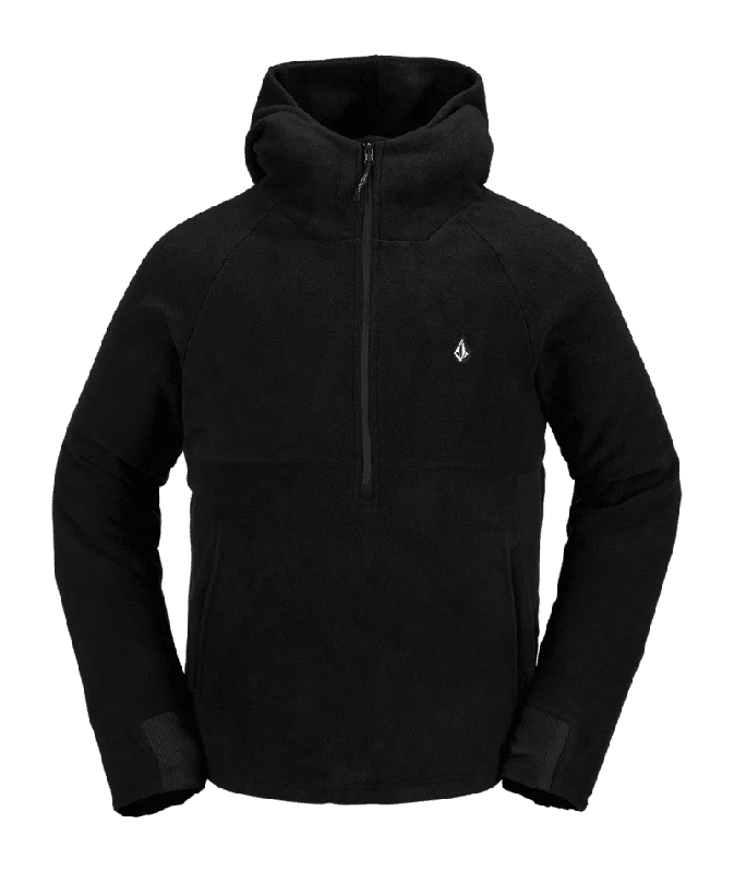 Men Fleece with Stretch Fabric for Freedom of MovementVOLCOM Polar Fleece 1/2 Zip Pullover Hoodie Black