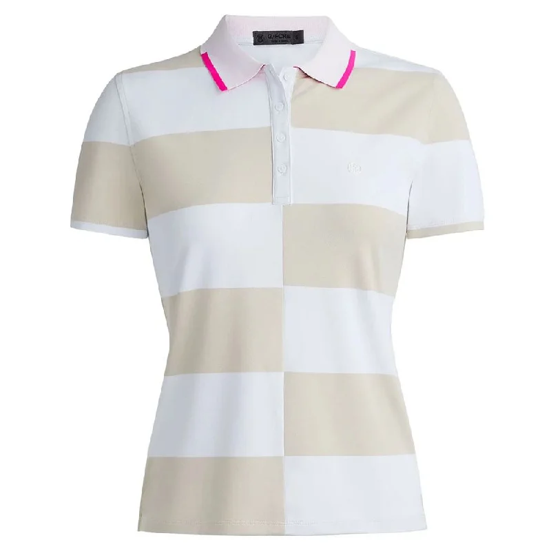 Men Sports Polo with StretchGfore Offset Rugby Stripe Rib Collar Tech Pique Golf Polo 2023 Women