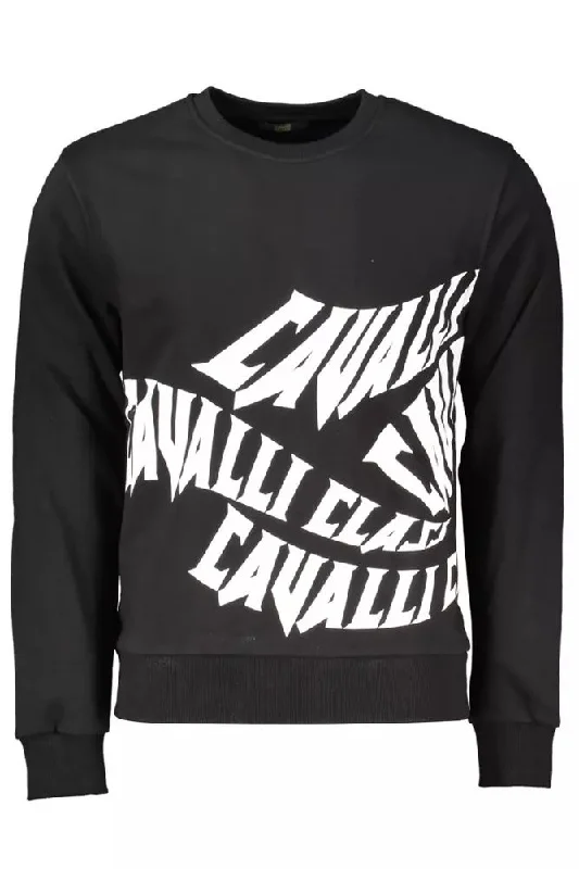 Men Sweaters with Pocket Details for Added FunctionalityCavalli Class Elegant Printed Long-Sleeve Men's Sweater