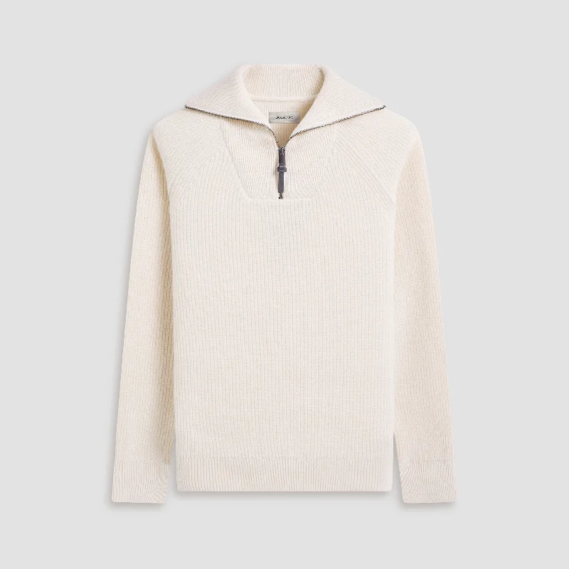 Men Sweaters with Mock Turtlenecks for a Modern and Warm OptionFisherman Rib-Stitch Quarter-Zip Sweater