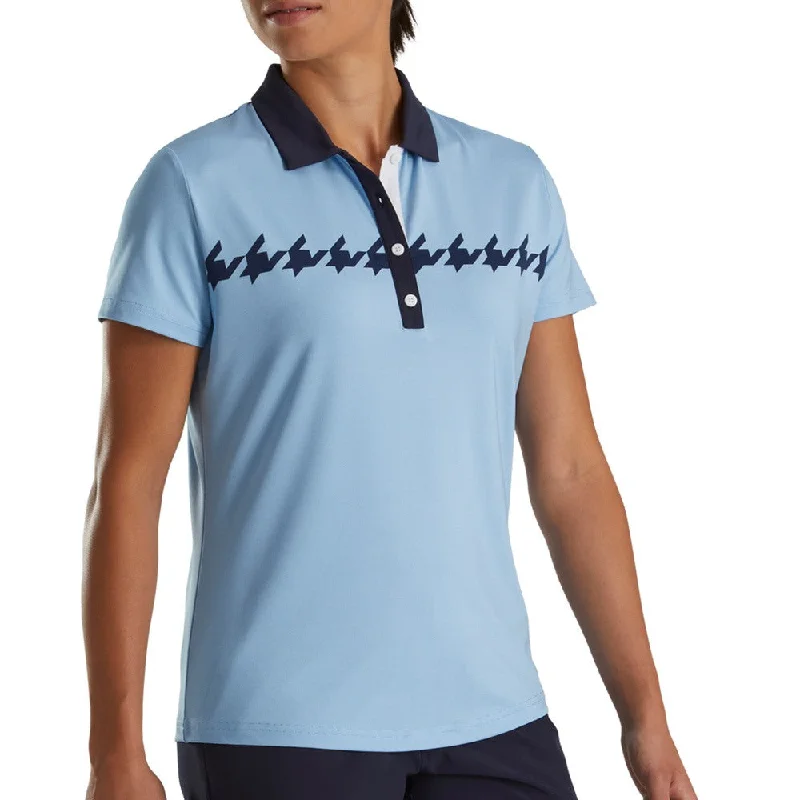 Men Sports Polo with Embroidered Logos of Sports BrandsFootJoy Cap Sleeve Houndstooth Print Golf Polo 2022 Women