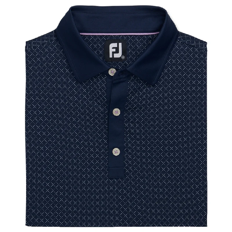 Men Sports Polo with StretchFootJoy Diamond Dot Print Lisle Self Collar Golf Polo 2022