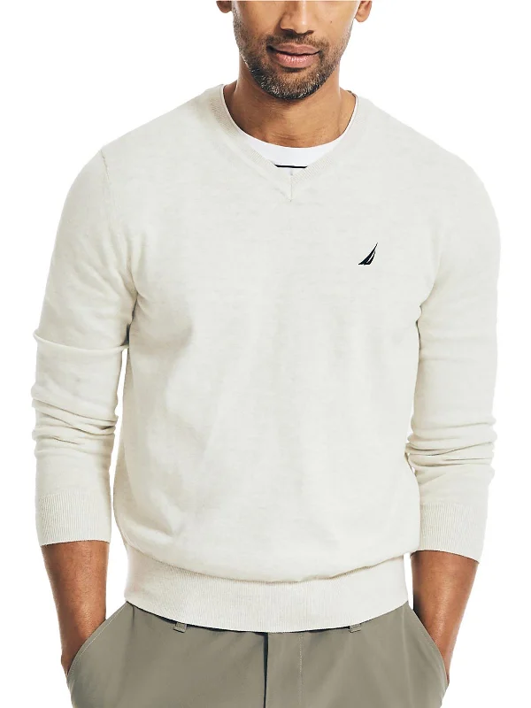 Men Sweaters with Color - Blocked Sections for a Fashion - Forward LookMens Heathered V-Neck Pullover Sweater