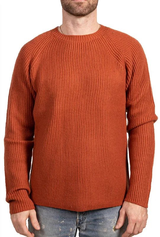 Men Sweaters with Pocket Details for Added FunctionalityMen's Merino Wool Crewneck Sweater In Rust