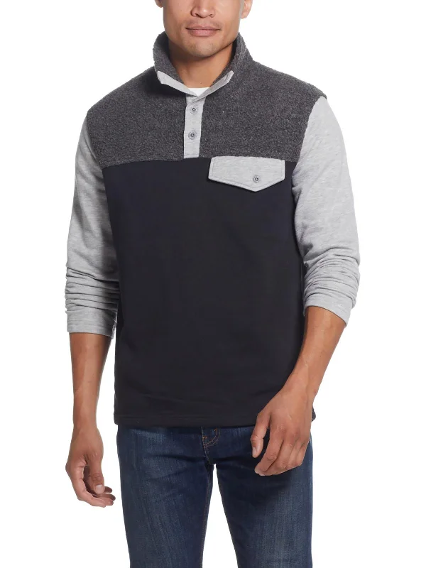 Men Sweaters with Button - Down Collars for a Versatile StyleMens Sherpa Long Sleeve Pullover Sweater