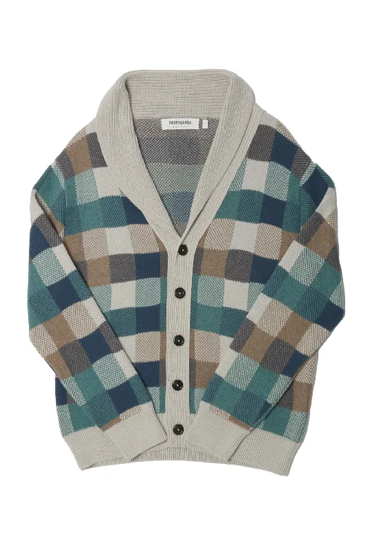 Men Sweaters with High - Low Hemlines for a Modern TwistMen's Square Shawl Cardigan In Multi