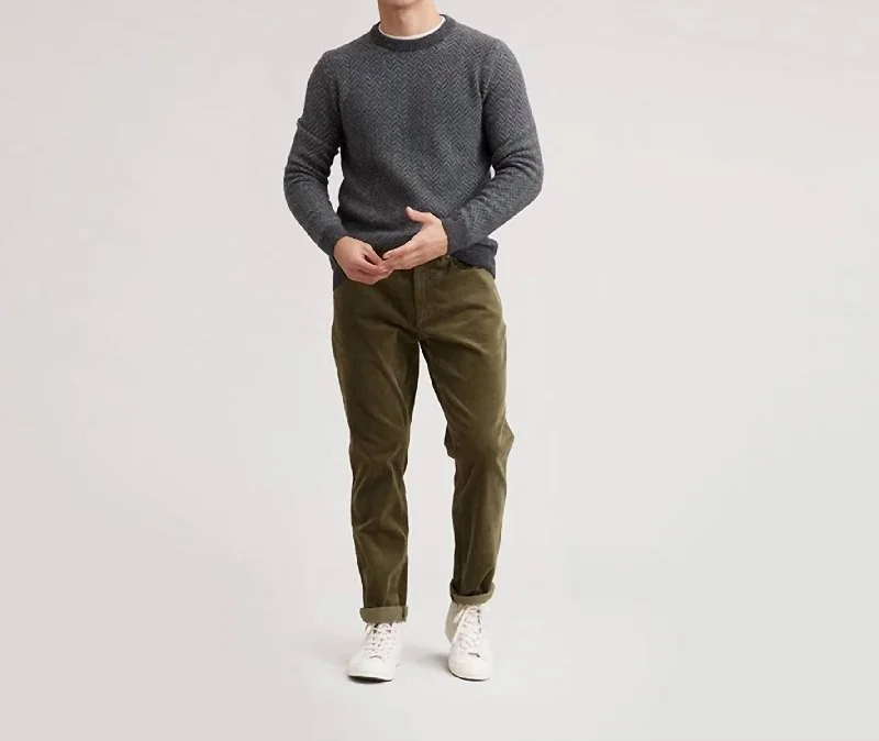 Men Sweaters with Zip - Up Fronts for Easy On - and - OffMen's Zermatt Herringbone Crew Neck Sweater In Grey