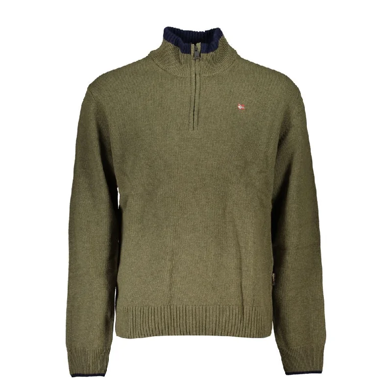 Men Sweaters with Alpaca Wool Blend for a Warm and Sustainable ChoiceNapapijri Half-Zip  Sweater with Embroidery Men's Detail