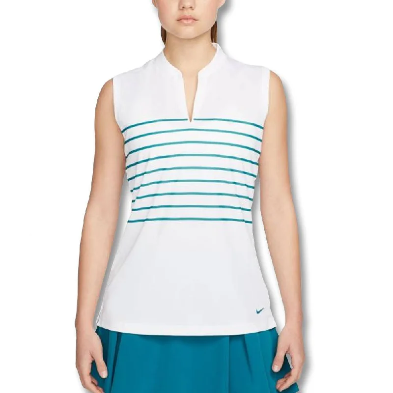 Men Sports Polo with Ribbed Collars and Cuffs for a Secure FitNike Dri-FIT Victory Striped Sleeveless Golf Polo 2022 Women