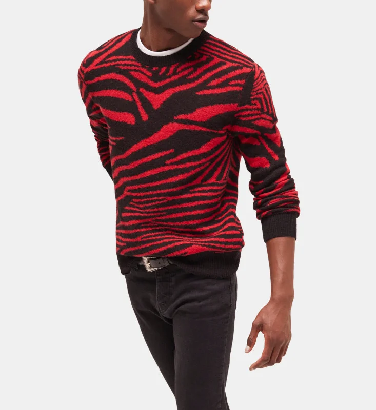 Cashmere Men Sweaters for Ultimate Softness and LuxuryRed Wool Printed Sweater