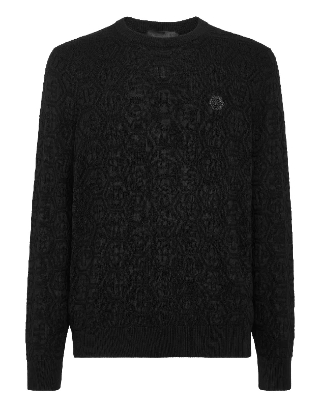 Men Sweaters with Intarsia Knitting for a Decorative and Stylish OptionSilk/Wool Pullover LS Monogram