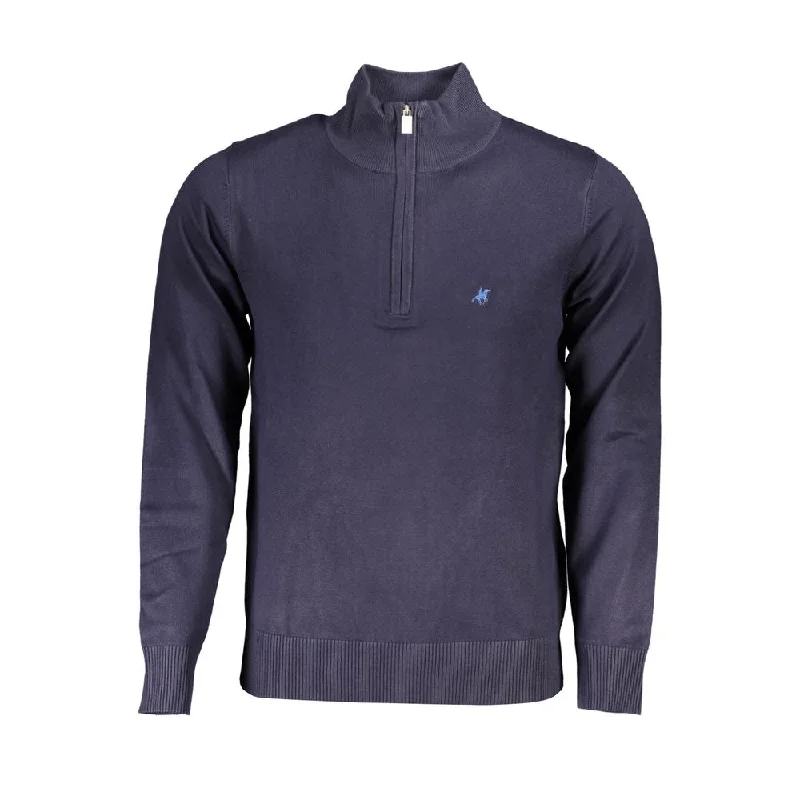 Men Sweaters with Ribbed Cuffs and Hem for a Snug FitU.S. Grand Polo Chic Half-Zip Sweater with Elegant Men's Embroidery