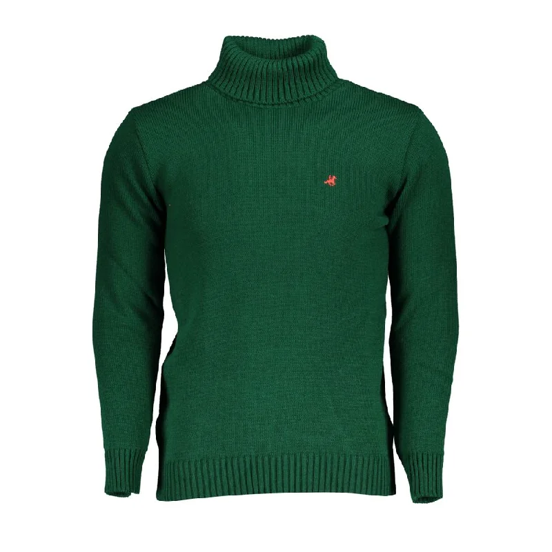 Men Sweaters with Open - Knit Patterns for a Breathable and Stylish OptionU.S. Grand Polo Elegant Turtleneck Embroide Men's Sweater