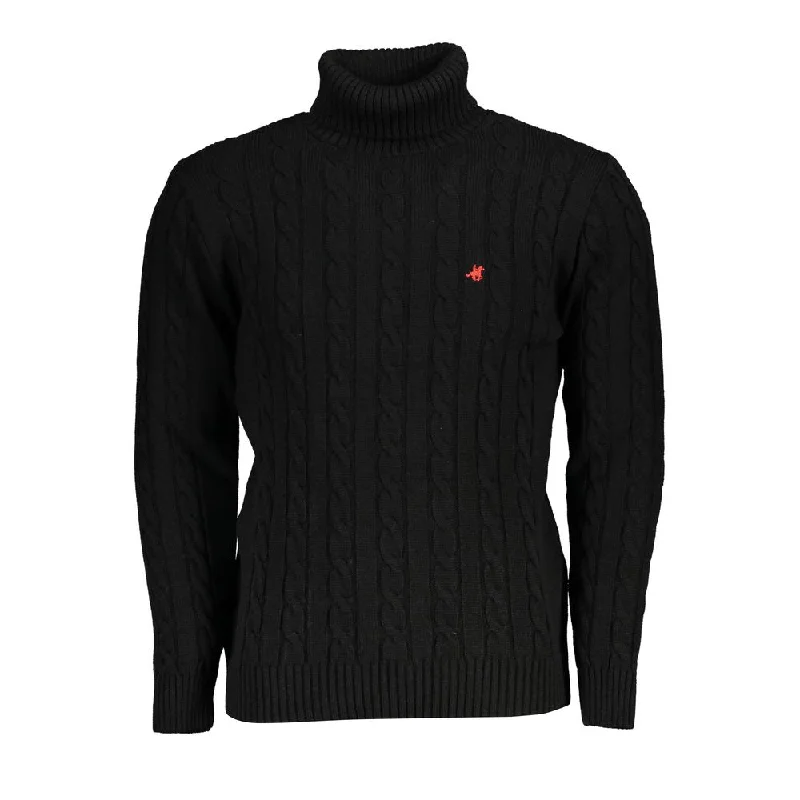 Men Sweaters with Sherpa Lining for Extra Warmth and SoftnessU.S. Grand Polo Elegant  Turtleneck Twisted Men's Sweater