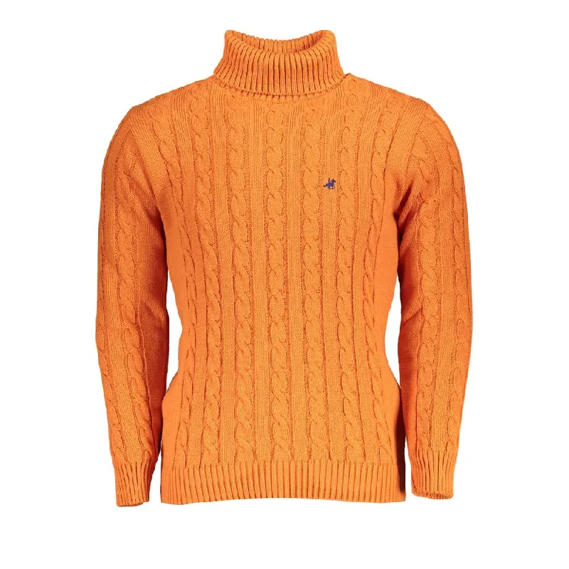 Men Sweaters with Open - Knit Patterns for a Breathable and Stylish OptionU.S. Grand Polo Elegant Turtleneck Twisted Neck Men's Sweater