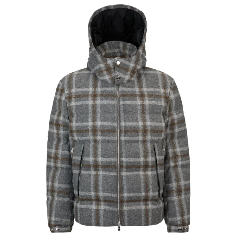 Quilted Men Jackets with Diamond Patterns for Added TextureDown jacket with checked pattern