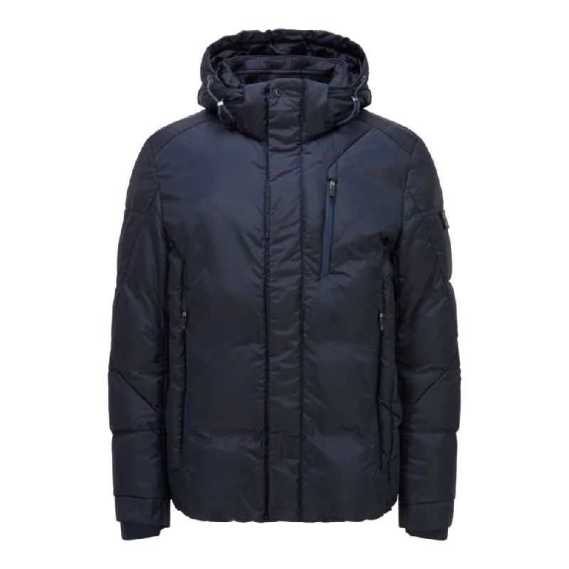 Faux Fur - Lined Men Jackets for a Cozy and Stylish LookHUGO BOSS - Mixed Material Hooded Jacket With Logo Badge