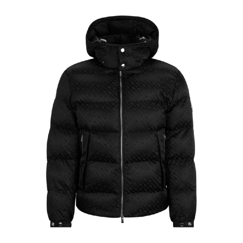 Hooded Men Jackets with Fleece - Lined Collars for Extra WarmthMonogram-jacquard water-repellent padded jacket with hood